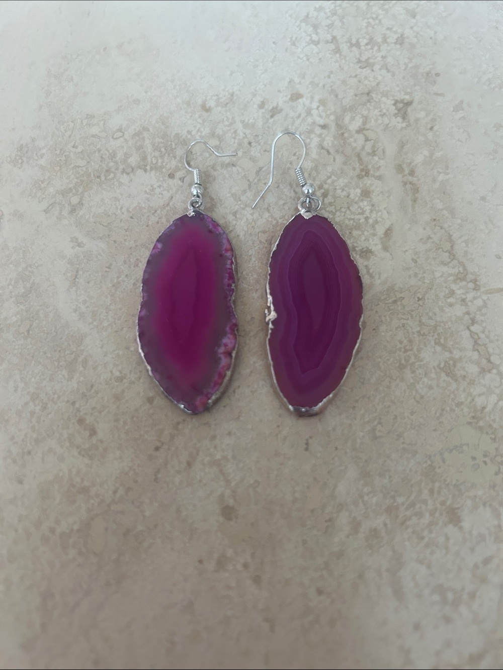 Pink Geode Dangling Earrings